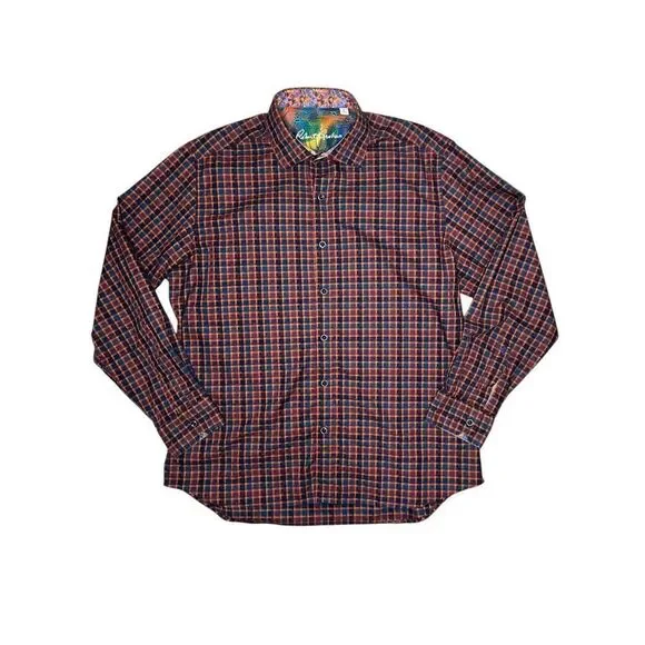 Robert Graham Men’s Large Trotter Plaid Long Sleeve Button Down Shirt Flip Cuff - Picture 4 of 8